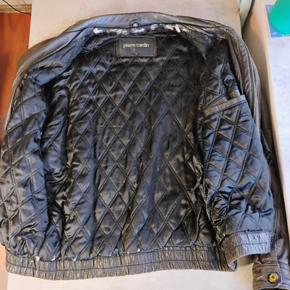 Pierre Cardin Vintage Leather Bomber Jacket Brown Full Zip Mens Size Large - Picture 11 of 16